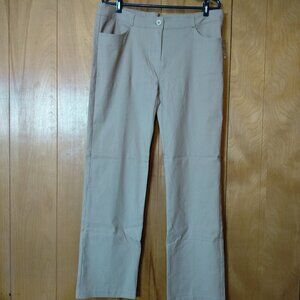 DESIGN BY OLIVIA WOMEN'S 1X BEIGE CHINO PANTS CLASSIC PREPPY NEUTRAL